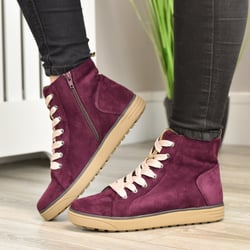 Jana - 25280 Vegan Lace Up Ankle Boots, Bordeaux
